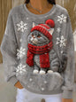 3D Digital Printed Flannel Christmas Women's Crew-Neck Sweater