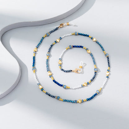 Mixed-color Crystal Beaded Eyeglass Chain, A Fashionable Street Accessory, Is A Ladies' Elegant Eyeglass Rope