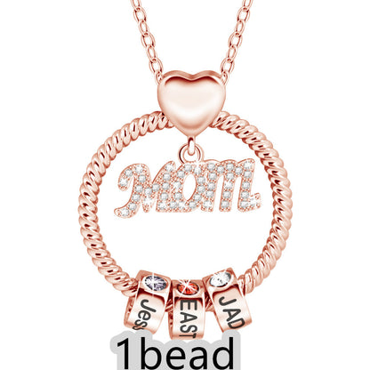 Mother's Day Gift Personalized Circle Pendant with Custom Beads Birthstone Pendant