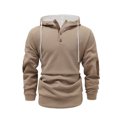 Premium Men's Jacquard Hooded Sweater - Casual Pullover Hoodie for Sports & Leisure