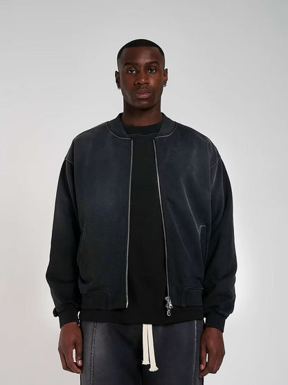 BLANK HEAVYWEIGHT FADE OUT BOMBER JACKET BLACK