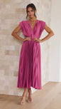 Summer V-neck Pleated Dress INS Fashion Casual Loose Zip Sleeveless Dresses For Women Clothing
