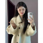 Loose-fit, Turn-down Collar, Double-faced Wool Coat, Mid-length Style