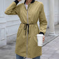Long hooded waist trench coat