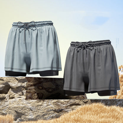 Men's 2-in-1 Breathable Loose Quick Drying Swimming Trunks Swimming Shorts Swimming Pants Flat Corner Pants Beach Pants Hot Spring Swimming Equipment