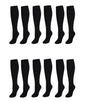 12 Pairs Girls Cotton Rich Long School Socks Durable Comfortable Breathable Sculpted Heels and Toes Sizes 9-12 12-3 4-6 Navy Grey Black White by Sock Stack