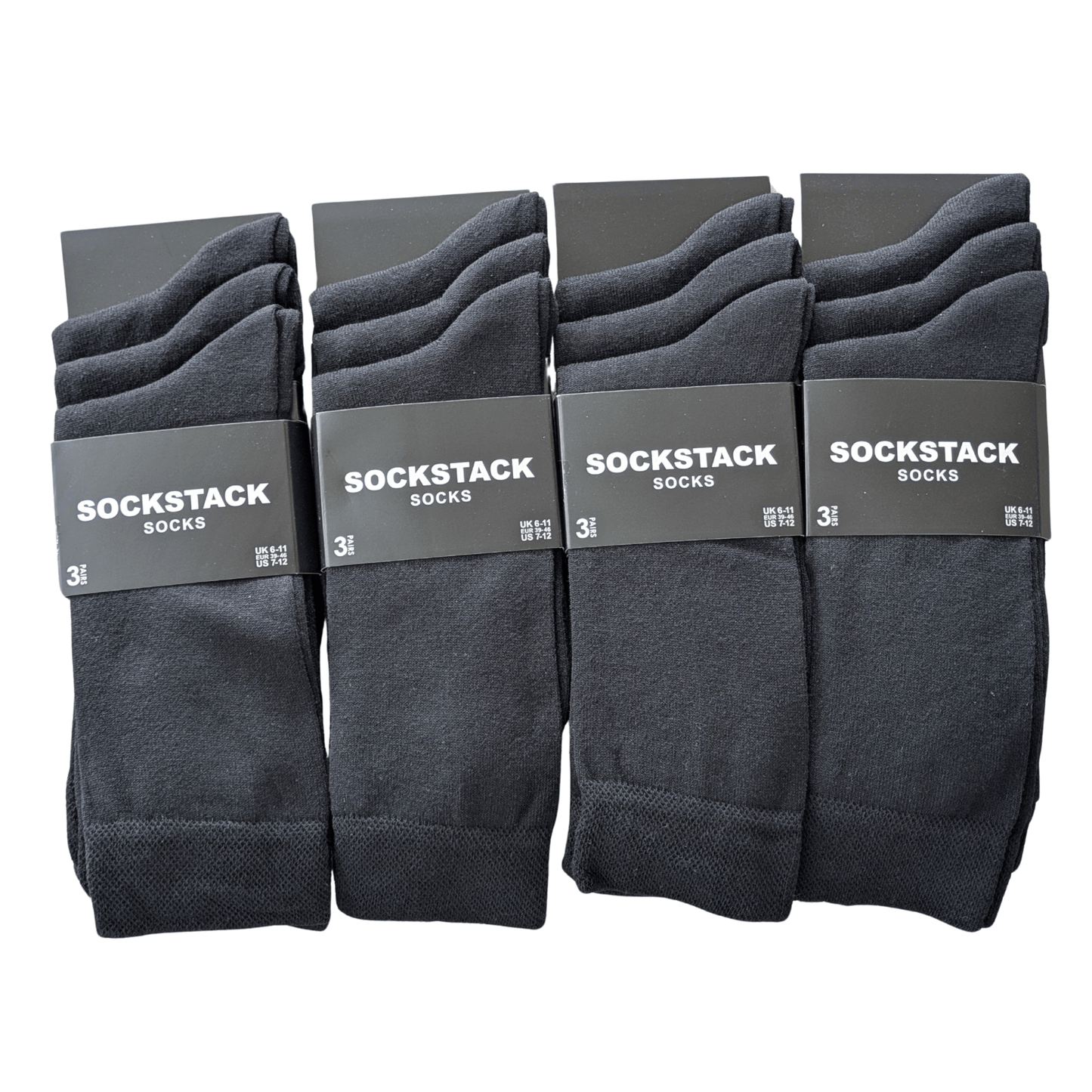 12 Pairs Men's Colourful Heel Toe Black Argyle Diamond Socks Comfort Fit Cotton Rich Durable Work Sock Ultra-Smooth Flat Toe Seam Comfortable School Business Wear UK 6-11 by Sock Stack