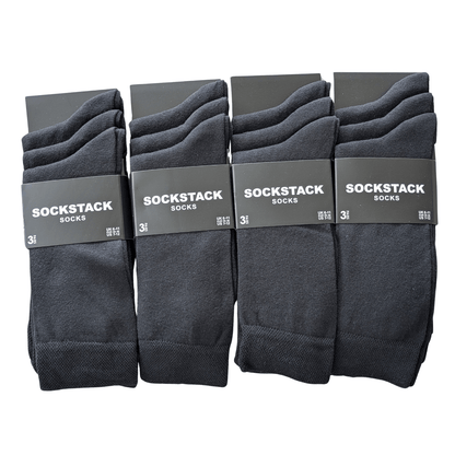 12 Pairs Men's Colourful Heel Toe Black Argyle Diamond Socks Comfort Fit Cotton Rich Durable Work Sock Ultra-Smooth Flat Toe Seam Comfortable School Business Wear UK 6-11 by Sock Stack