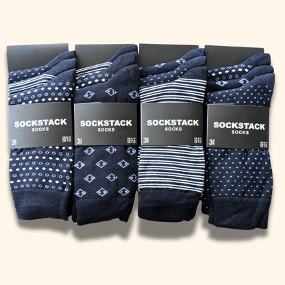 12 Pairs Men's Soft Cotton Colourful Heel Toe Black Argyle Diamond Easycare Comfortable Shoe Socks Flat Toe Seam Durable Work School Business Wear UK 6-11 by Sock Stack