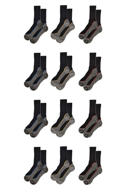 12 Pairs Mens Heavy Duty Bamboo Work Socks Moisture Wicking Cushioned Reinforced Heel Toe for Construction and Outdoor Work UK Sizes 6-11 Sock Stack