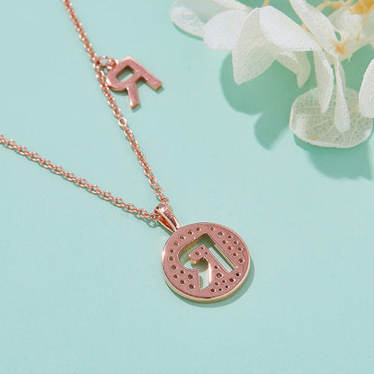 One Of The 26 Letters, R, Set With Top-quality Moissanite, Luxurious And Fashionable Light Luxury Trend Jewelry, Silver Necklace Pendant S925 Silver Electroplated Rose Gold