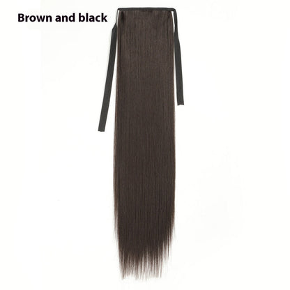 Lace-up Fashion Soft Wig Ponytail Realistic Matte Silk Long Straight Hair
