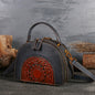 Vintage leather handbag multi-functional suede cowhide