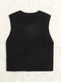 SpringSummer Knitted Cabled Vest Pullover With V-Neck