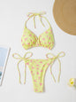 Solid Color Sexy Lace-up Hot Girl Temperament Women's Bikini Swimsuit