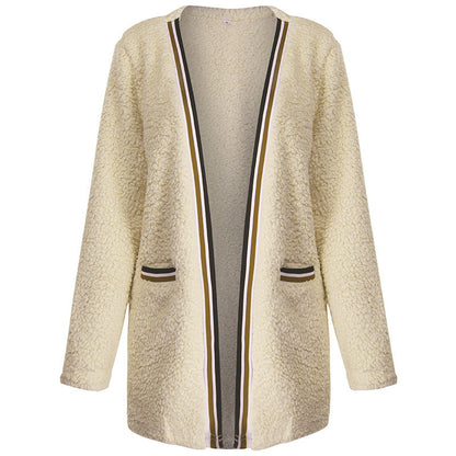 Temperament plush mid-length coat