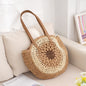 Women's Fashion Simple Multicolor Round Handmade Shoulder Straw Bag
