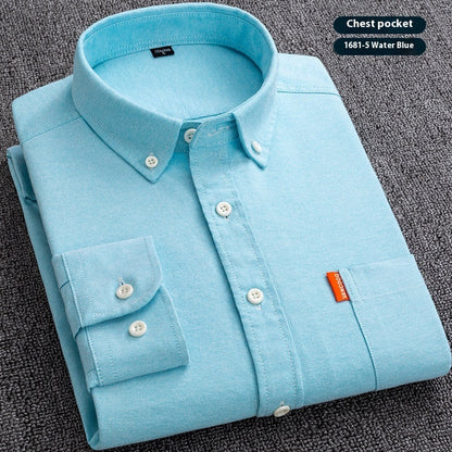 Men's Premium Oxford Cotton Shirt - Long Sleeve Button Down Dress Shirt