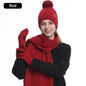 Women's Winter Warm Riding Ear Protection Knitted Hat Scarf Gloves