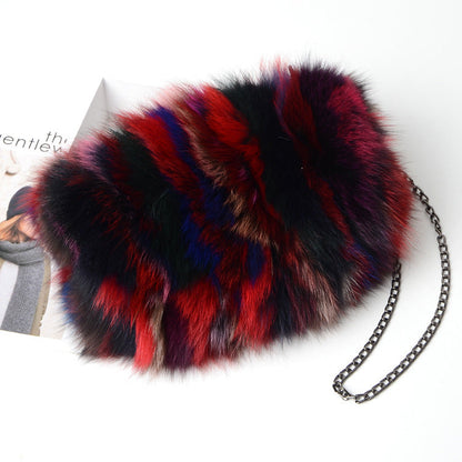 Fashion Fox Fur Warm Hand Warm Fox Fur Fur Women's Shoulder Chain Crossbody Bag