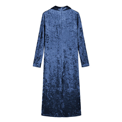 Long sleeve plus length velvet trench coat