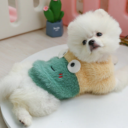 New pet clothing plush animal crew neck sweater