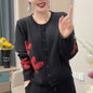 Stylish Knit Winter Fashion Lazy Retro Floral Round Neck Cotton Top