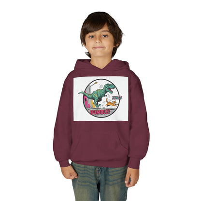 T-Rex Chase Dino Rumble Youth Hoodie | Dinosaur Graphic Sweatshirt