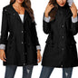 Casual hooded waist coat mid-length ladies trench coat