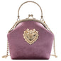 Personalized hand pocket retro gold velvet shell bag with diamonds
