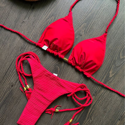 Women's Fashion Braided Rope Bikini Suit