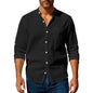 Long Sleeve Stand Collar Shirt With Pockets Casual Men's Clothing