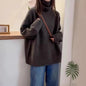 Women's Turtleneck Sweater Loose Thick Curling Pile Collar Idle Style