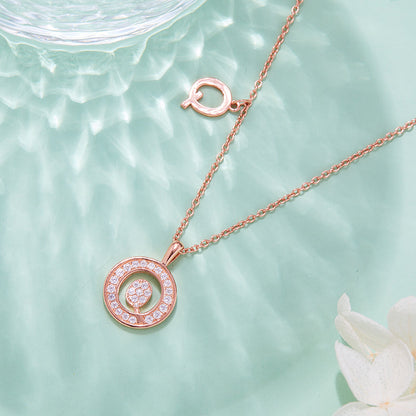 One Of The 26 Letters, Q, Set With Top-quality Moissanite, Luxurious And Fashionable Light Luxury Trend Jewelry, Silver Necklace Pendant S925 Silver Electroplated Rose Gold