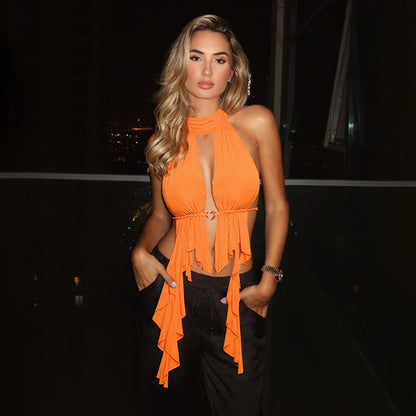 Solid-color Sexy Halter Top