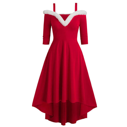 Women's Deep V Strapless Swing Dress