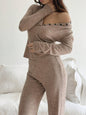 Knitted Ribbed T-shirt And Pants For Women