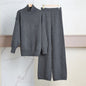 Casual Laid-back Style Solid Color Loose High Collar Knitted Sweater Suit