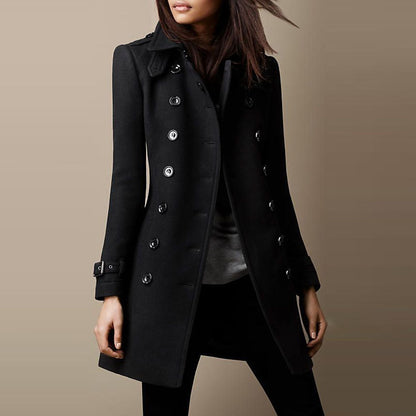Korean Style Slim Waist Plus Size Woolen Mid-length Woolen Coat