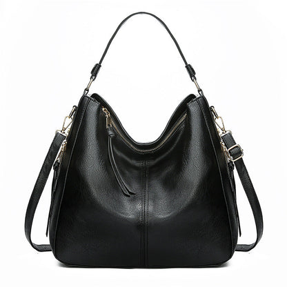 Hobos Zipper Bucket Bags With Adjustable Shoulder-strap Handbags Temperament High Capacity Messenger Shoulder Bag For Women