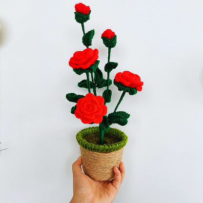 Handmade Sunflower Rose Flower Plush Plant Home Bedroom Decoration Christmas Valentine's Day Gift