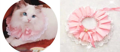 Pet Variety Saliva Towel Cats Dogs Lace Bib Scarf Bell Collar Bow Knot