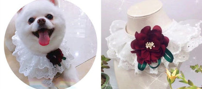 Pet Variety Saliva Towel Cats Dogs Lace Bib Scarf Bell Collar Bow Knot