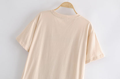 European And American Summer New Fashion Ins Casual Loose Mid-length Palm Paulownia Print Short-sleeved T-shirt