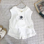 Summer Suit Korean Style Cotton Sleeveless Hooded Shorts Two-Piece Girl Western Style Suit