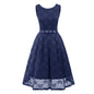 Women’s Sleeveless Lace Dress – Round Neck, Long Elegant Bridesmaid & Evening Gown