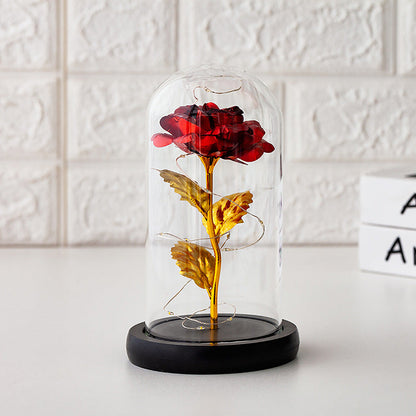 Immortal flower glass cover rose glass cover Valentine's Day gift Christmas gift gold foil flower creative ornament