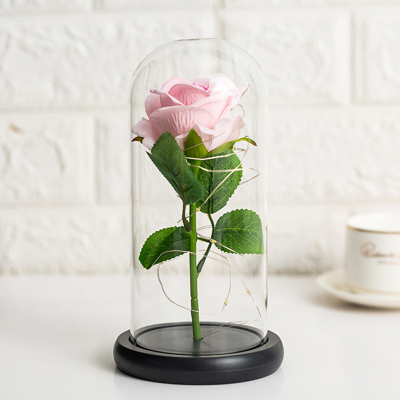 Immortal flower glass cover rose glass cover Valentine's Day gift Christmas gift gold foil flower creative ornament
