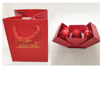 Metal Lifting Rose Jewelry Gift Box Valentine's Day Aluminum Alloy Ring Necklace Net Red Gift Jewelry Box