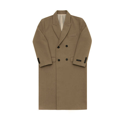 Mrcyc Woolen Coat Men''s British Style Korean Fashion Winter Woolen Coat Medium Length Thickened Denim Windbreaker